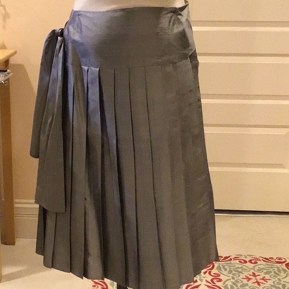 Raw Silk Pleated Skirt